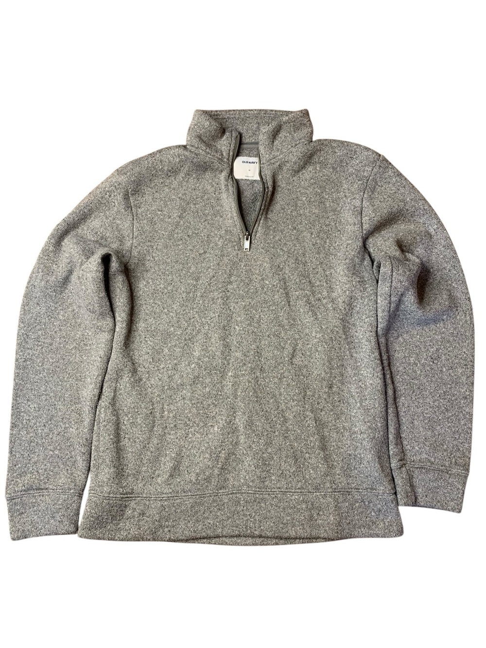 Old Navy Grey Sweater-Knit Fleece Quarter-Zip Pullover Jacket - Size Medium